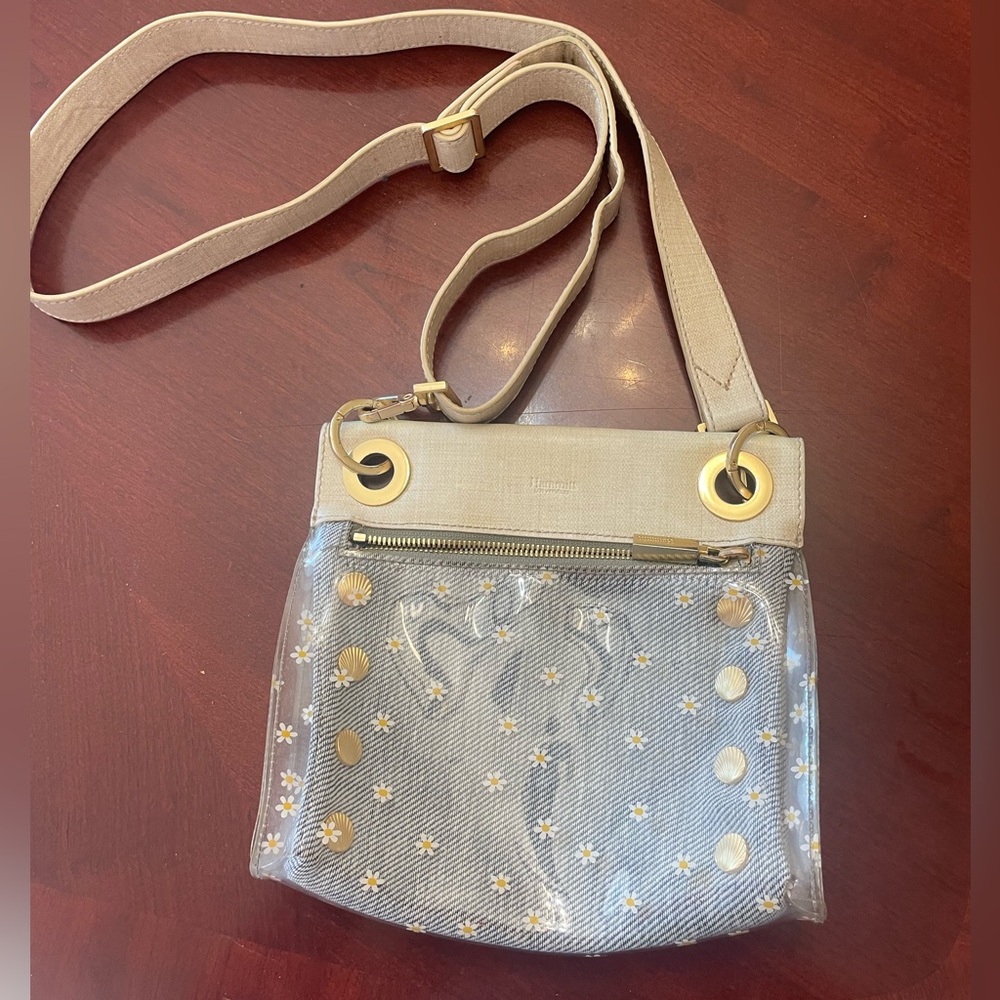 Hammitt Tony Small Undercover Daisy Tan and Gold Transparent Crossbody Bag